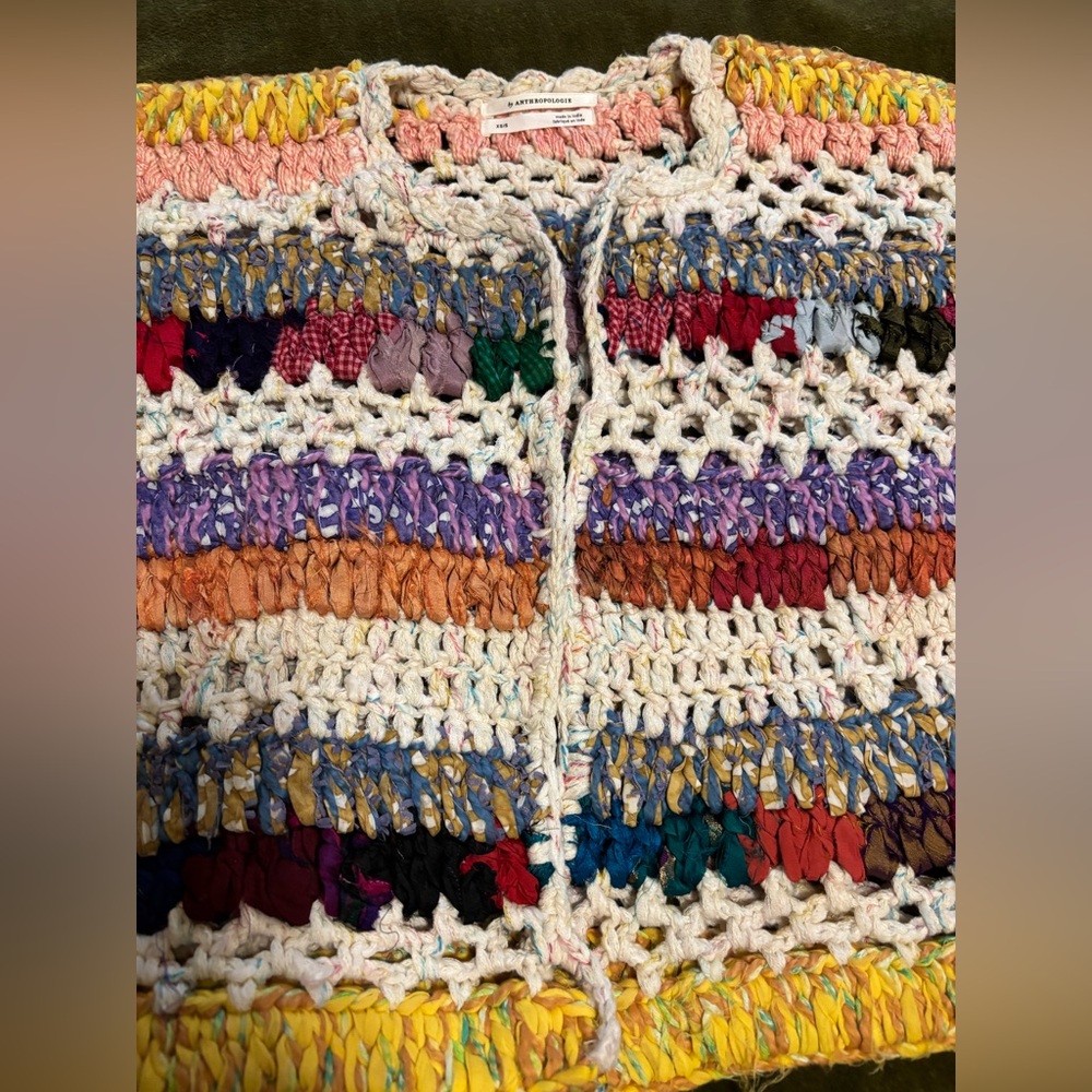 Anthropologie multi striped hand knit cardigan XS/S - Picture 3 of 4